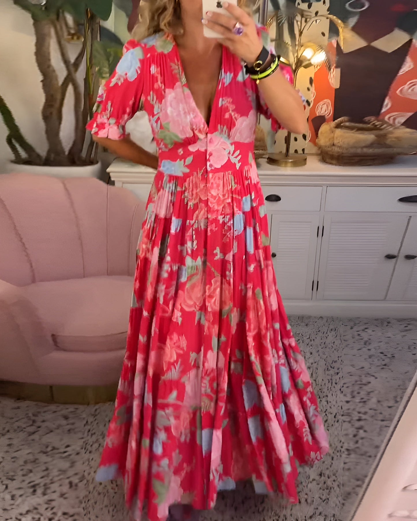 CARINA™ | Vestido Con Bolsillos Y Cuello En V