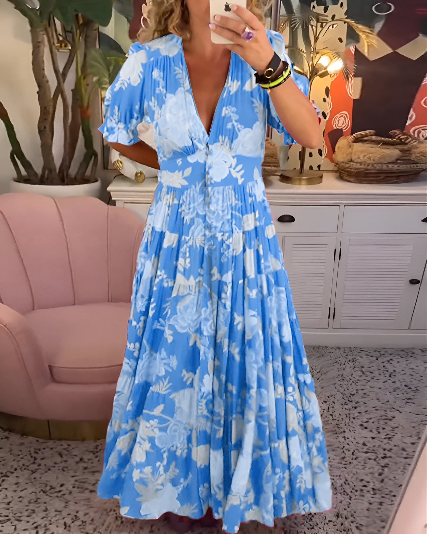 CARINA™ | Vestido Con Bolsillos Y Cuello En V