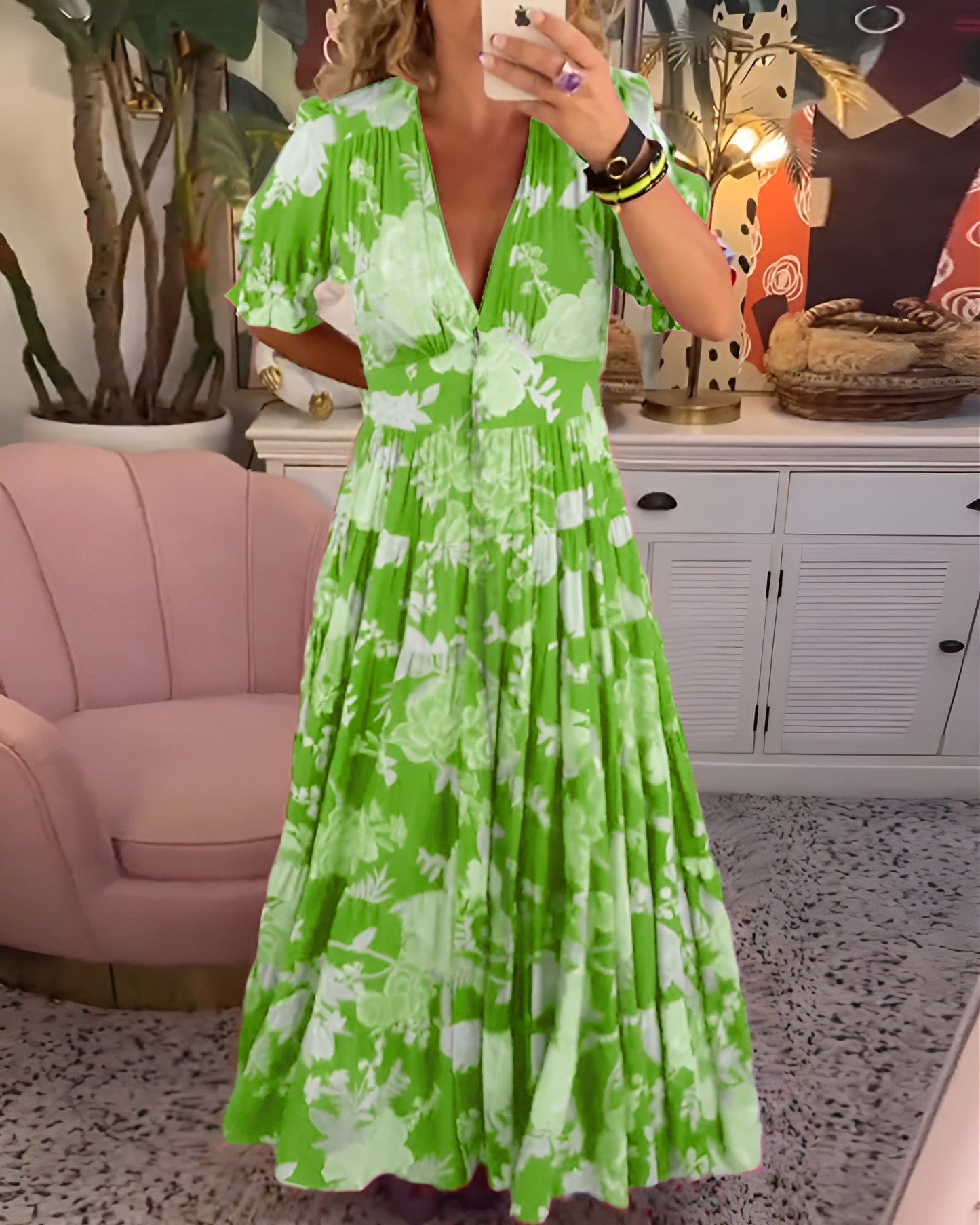 CARINA™ | Vestido Con Bolsillos Y Cuello En V