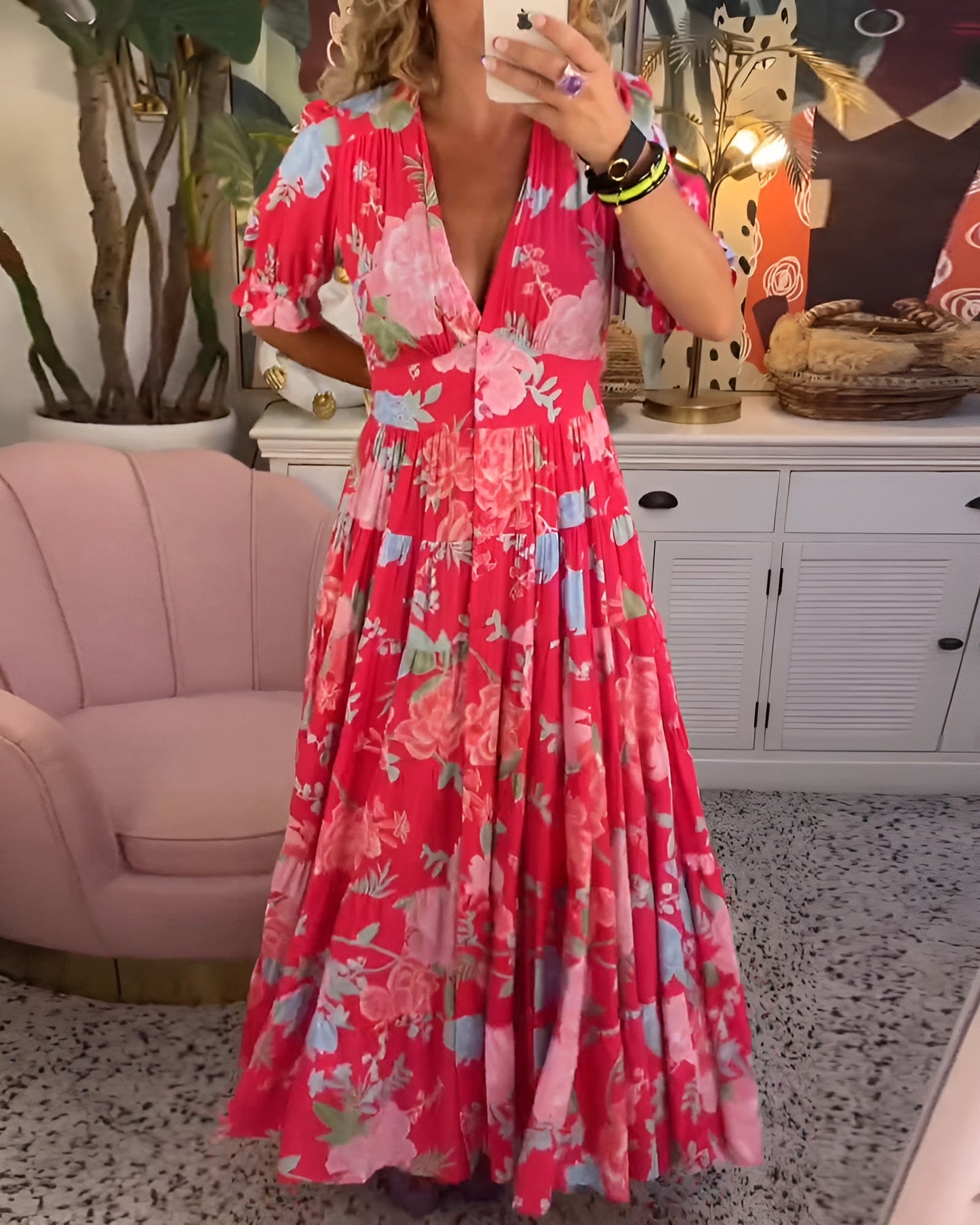CARINA™ | Vestido Con Bolsillos Y Cuello En V
