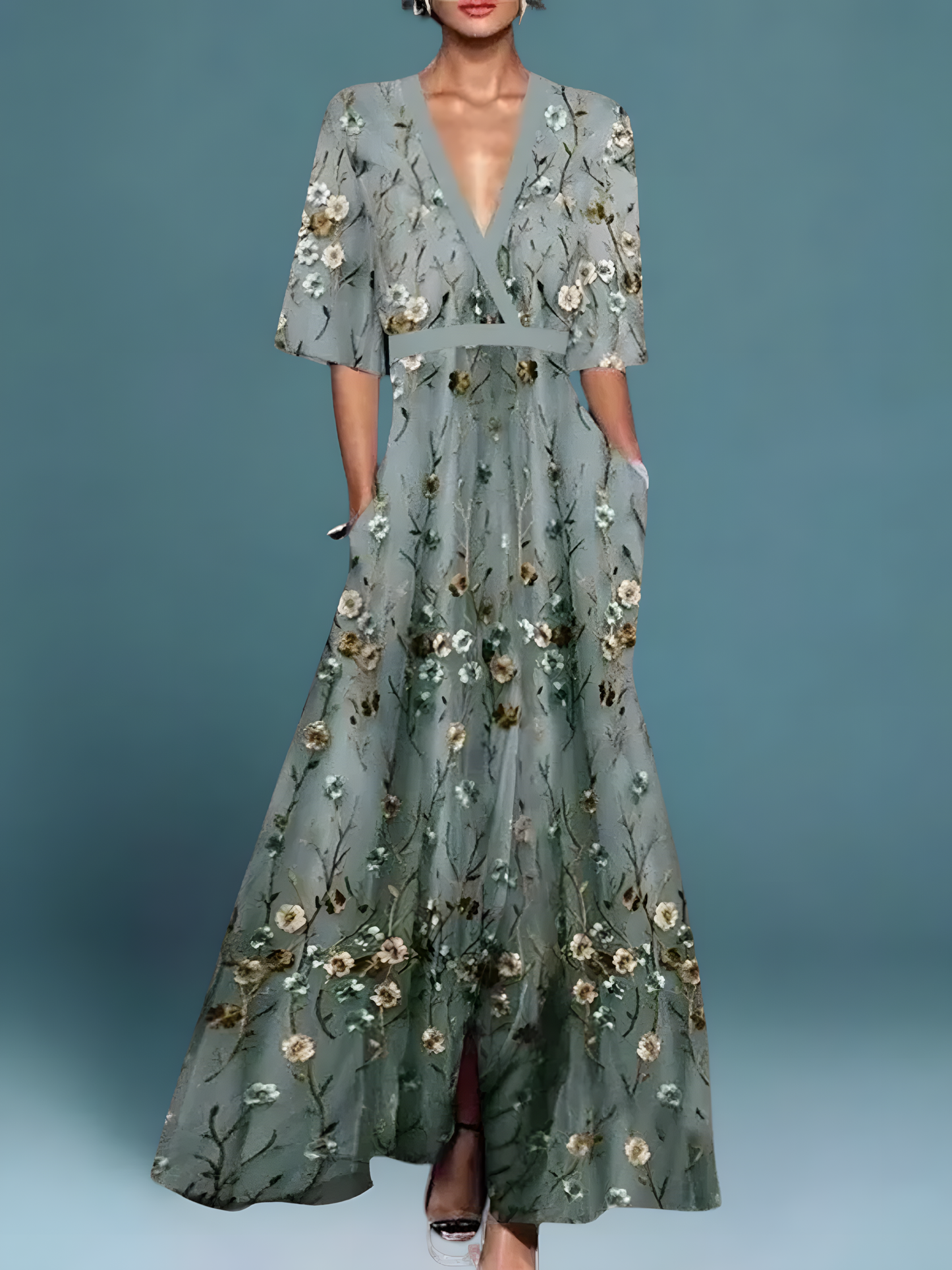 LORENA™ | Maxi Vestido Con Estampado Floral