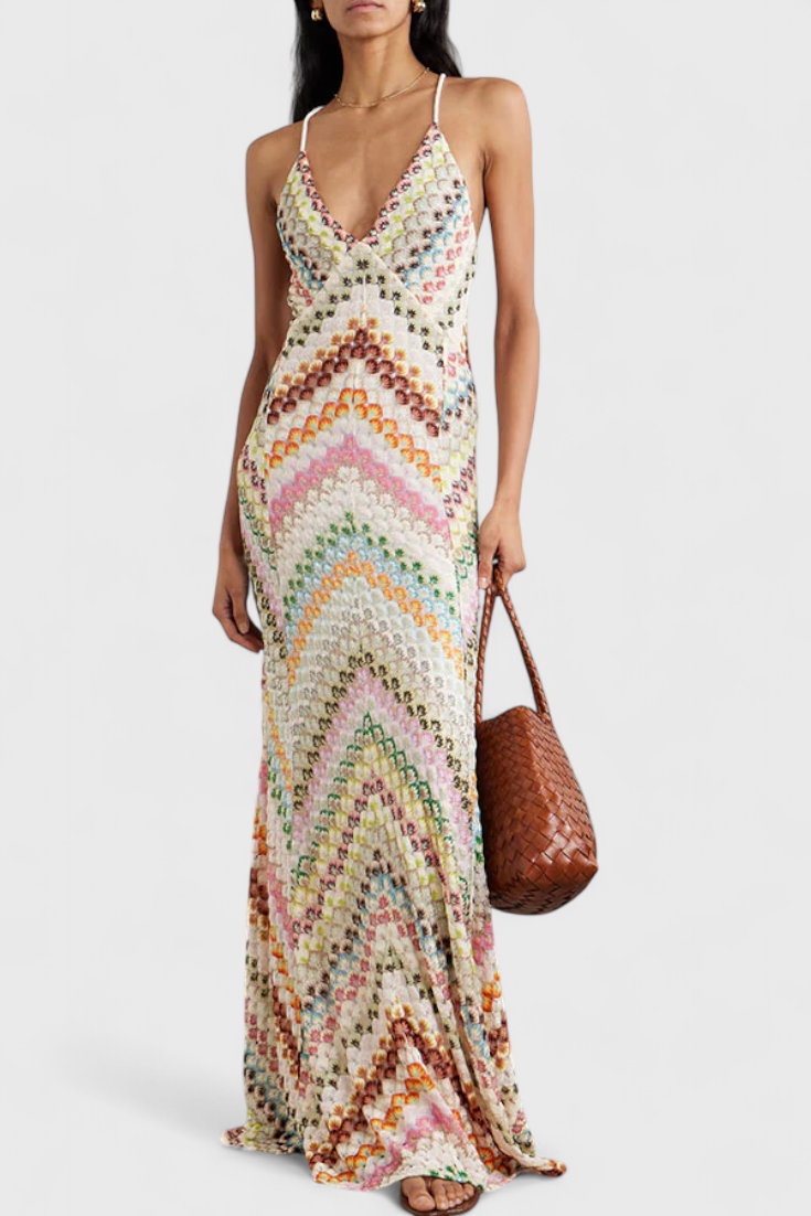 AGUSTINA™ | Vestido Largo De Encaje Con Escote En V